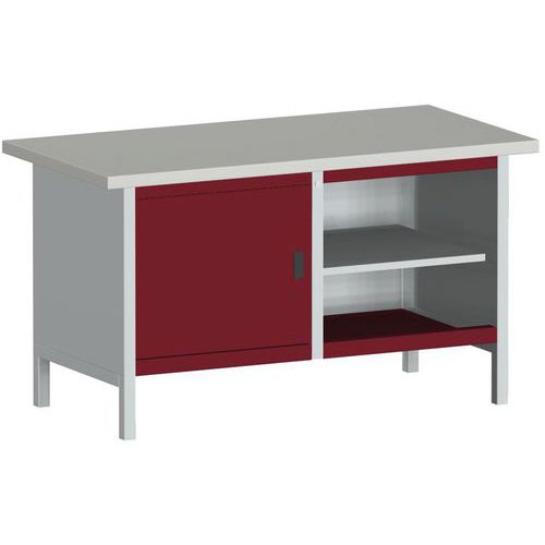 Stół warsztatowy Bott Cubio Storage, 84 x 150 x 75 cm, 1 szafka, część otwarta z półką, linoleum/sklejka - Stół warsztatowy Bott Cubio Storage, 84 x 1