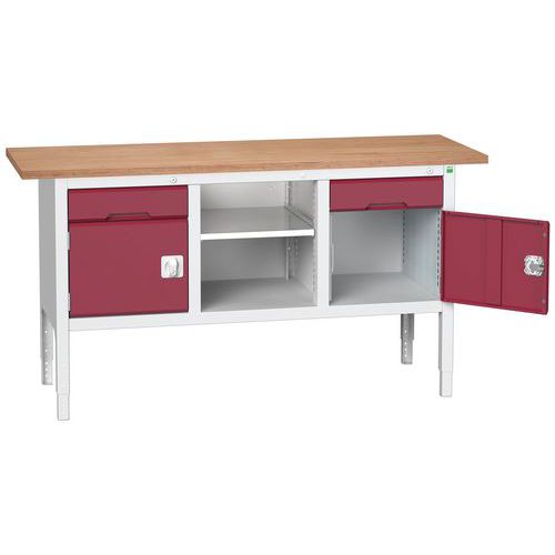 Stoły warsztatowe Bott Verso Storage, 83-93 x 175 x 60 cm, różne wyposażenie, multipleks - Stół warsztatowy Bott Verso, regulacja wysokości, 83-93 x 1