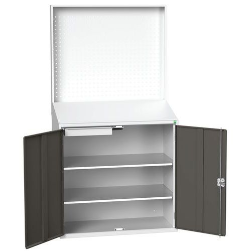 Stacja robocza Bott z panelem perforowanym - Stacja robocza Bott, z panelem perforowanym, 200 x 105 x 55 cm, szaro-antracytowy