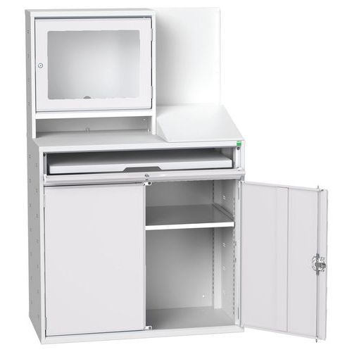 Stanowisko komputerowe Bott, 165 x 105 x 55 cm - Stacja robocza komputerowa Bott, 165 x 105 x 55 cm, szaro-szara