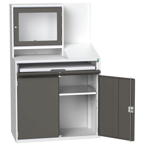Stanowisko komputerowe Bott, 165 x 105 x 55 cm - Stacja robocza komputerowa Bott, 165 x 105 x 55 cm, szaro-antracyt