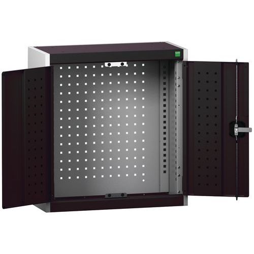 Szafki wiszące Bott Cubio z panelami perforowanymi - Szafka wisząca Bott Cubio, ścianka tylna perforowana, 70 x 65 x 32,5 cm, szaro-antracyt