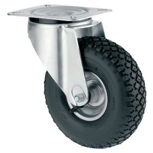 Koła Bantam z kołnierzem, średnica 200 - 260 mm, skrętne, łożyska toczne - Koło Bantam z kołnierzem, średnica 260 mm, skrętne, czarne, łożysko toczne