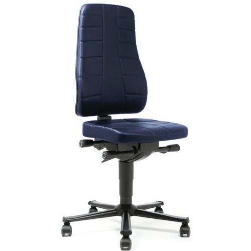 Krzesła robocze Bimos All In One 9633 i 9643 z kółkami - Krzesło robocze Bimos All In One 9643 na kółkach, bez podnóżka, siedzisko z tkaniny, wysokie 