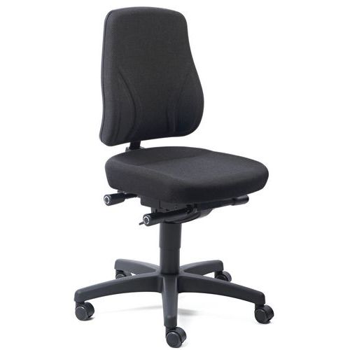 Krzesła robocze Bimos All In One 9633 i 9643 z kółkami - Krzesło robocze Bimos All In One 9633 na kółkach, bez podnóżka, siedzisko z tkaniny, niskie o