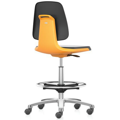 Krzesło robocze Bimos Labsit na kółkach, z podnóżkiem - Krzesło robocze Bimos Labsit 9125 z funkcją Flex 3D, tkanina, z podnóżkiem, krzyż aluminiowy, 