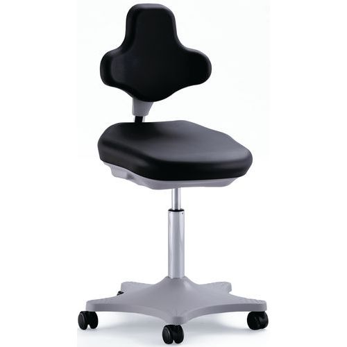 Krzesło robocze Bimos Labster 9103 na kółkach, bez podnóżka - Krzesło robocze Bimos Labster 9103 na kółkach, bez podnóżka, poliuretan, kolor czarno-sz