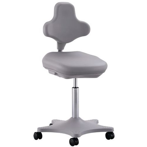 Krzesło robocze Bimos Labster 9103 na kółkach, bez podnóżka - Krzesło robocze Bimos Labster 9103 na kółkach, bez podnóżka, ekoskóra, szare