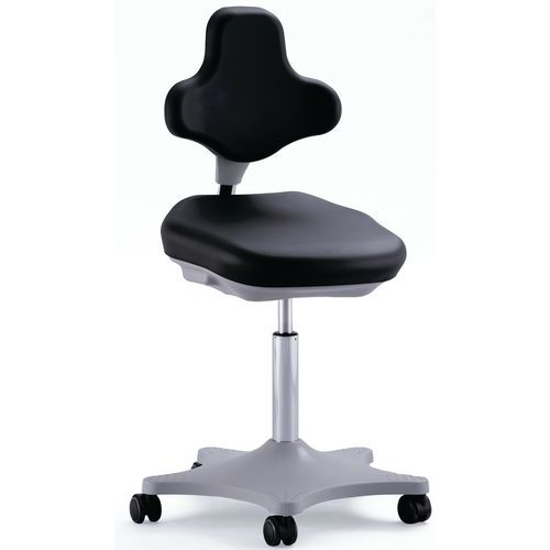 Krzesło robocze Bimos Labster 9103 na kółkach, bez podnóżka - Krzesło robocze Bimos Labster 9103 na kółkach, bez podnóżka, skóra, czarno-szary