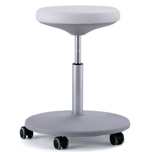 Stołek roboczy Bimos Labster 9107 z kółkami - Stołek roboczy Bimos Labster 9107 na kółkach, ekoskóra, biały