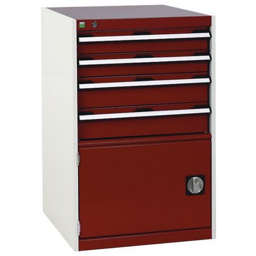 Warsztatowe szafki z szufladami Bott Cubio, 100 x 65 x 52,5-75 cm, 4 szuflady, 1 szafka - Warsztatowa szafka z szufladami Bott Cubio, 100 x 65 x 52,5 