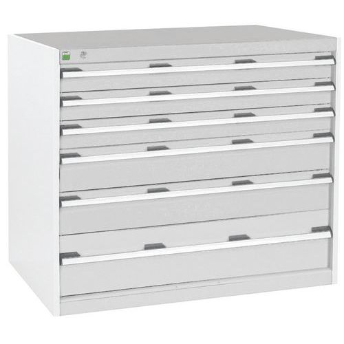 Szafki warsztatowe z szufladami Bott Cubio, 90 x 105 x 65-75 cm, 6 szuflad - Warsztatowa szafka z szufladami Bott Cubio, 90 x 105 x 75 cm, 6 szuflad, 