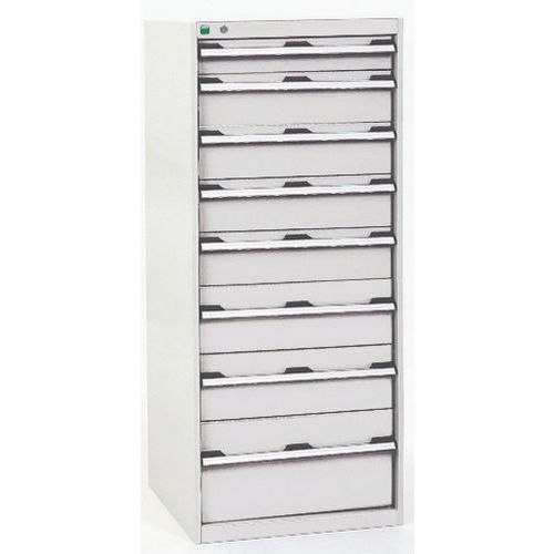 Warsztatowe szafki z szufladami Bott Cubio, 160 x 65 x 52,5-75 cm, 9 szuflad - Warsztatowa szafka z szufladami Bott Cubio, 160 x 65 x 75 cm, 9 szuflad