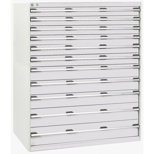 Szuflady warsztatowe Bott Cubio, 160 x 130 x 65-75 cm, 11 szuflad - Warsztatowa szafka z szufladami Bott Cubio, 160 x 130 x 75 cm, 11 szuflad, szaro-s
