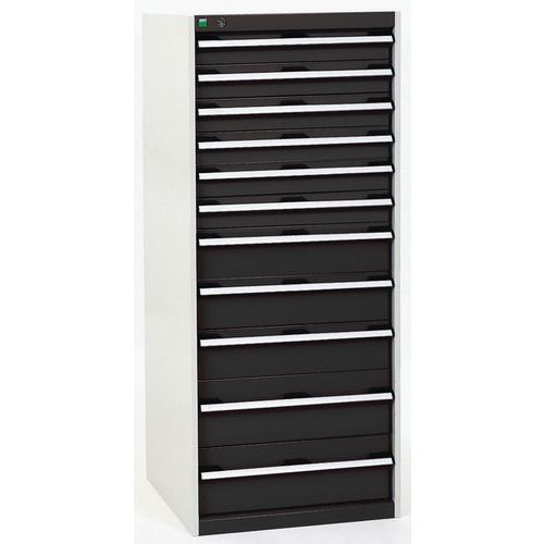 Szuflady warsztatowe Bott Cubio, 160 x 65 x 52,5-75 cm, 11 szuflad - Warsztatowa szafka z szufladami Bott Cubio, 160 x 65 x 75 cm, 11 szuflad, szaro-a