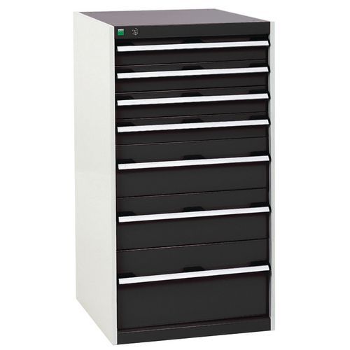 Warsztatowe szafki z szufladami Bott Cubio, 120 x 65 x 52,5-75 cm, 7 szuflad - Warsztatowa szafka z szufladami Bott Cubio, 120 x 65 x 65 cm, 7 szuflad