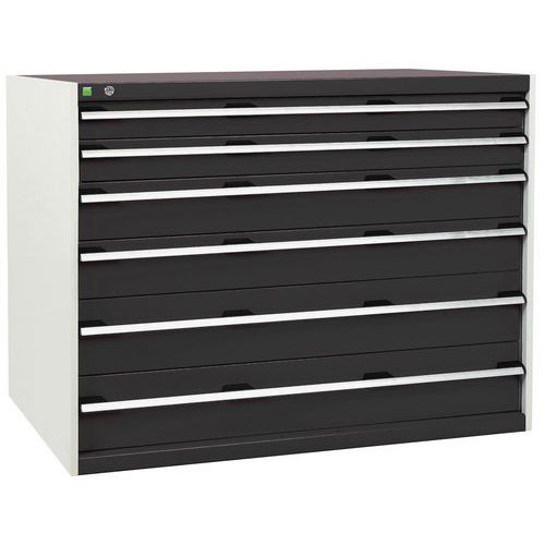 Szafki warsztatowe z szufladami Bott Cubio, 100 x 130 x 65-75 cm, 6 szuflad - Warsztatowa szafka z szufladami Bott Cubio, 100 x 130 x 75 cm, 6 szuflad