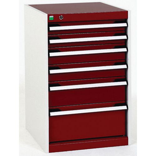 Warsztatowe szafki z szufladami Bott Cubio, 80 x 52,5 x 52,5-65 cm, 6 szuflad - Warsztatowa szafka z szufladami Bott Cubio, 80 x 52,5 x 65 cm, 6 szufl