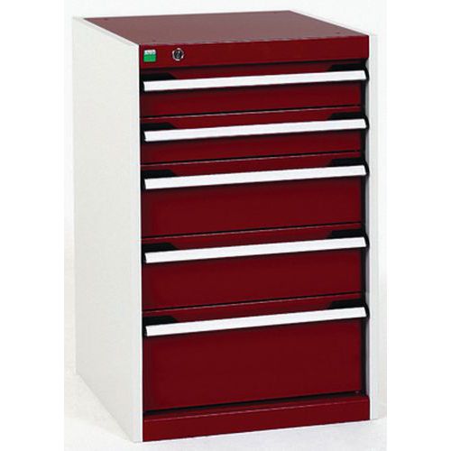 Warsztatowe szafki z szufladami Bott Cubio, 80 x 52,5 x 52,5-65 cm, 5 szuflad - Warsztatowa szafka z szufladami Bott Cubio, 80 x 52,5 x 65 cm, 5 szufl