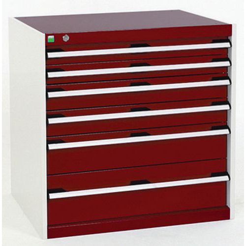 Szafki warsztatowe z szufladami Bott Cubio, 80 x 80 x 52,5-75 cm, 6 szuflad - Warsztatowa szafka z szufladami Bott Cubio, 80 x 80 x 52,5 cm, 6 szuflad