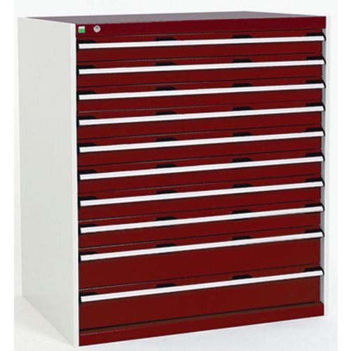 Szuflady warsztatowe Bott Cubio, 120 x 105 x 65-75 cm, 10 szuflad - Warsztatowa szafka z szufladami Bott Cubio, 120 x 105 x 65 cm, 10 szuflad, szaro-c