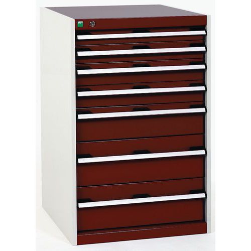Warsztatowe szafki z szufladami Bott Cubio, 100 x 65 x 52,5-75 cm, 7 szuflad - Warsztatowa szafka z szufladami Bott Cubio, 100 x 65 x 65 cm, 7 szuflad