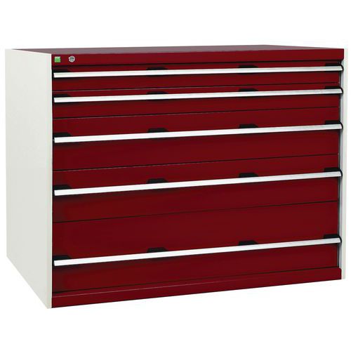 Szafki warsztatowe z szufladami Bott Cubio, 100 x 130 x 65-75 cm, 5 szuflad - Warsztatowa szafka z szufladami Bott Cubio, 100 x 130 x 75 cm, 5 szuflad