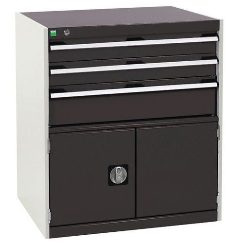 Warsztatowe szafki z szufladami Bott Cubio, 90 x 80 x 52,5-75 cm, 3 szuflady, 1 szafka - Warsztatowa szafka z szufladami Bott Cubio, 90 x 80 x 65 cm, 