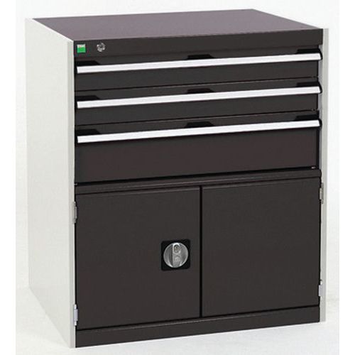 Warsztatowe szafki z szufladami Bott Cubio, 90 x 80 x 52,5-75 cm, 3 szuflady, 1 szafka - Warsztatowa szafka z szufladami Bott Cubio, 90 x 80 x 75 cm, 