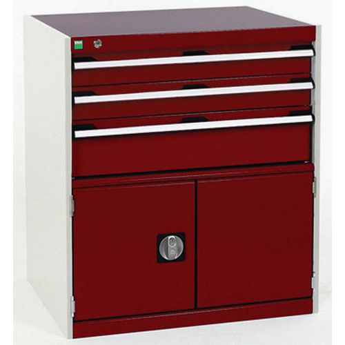 Warsztatowe szafki z szufladami Bott Cubio, 90 x 80 x 52,5-75 cm, 3 szuflady, 1 szafka - Warsztatowa szafka z szufladami Bott Cubio, 90 x 80 x 75 cm, 