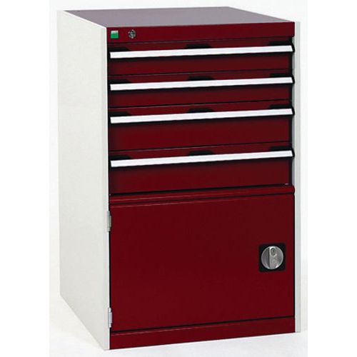 Warsztatowe szafki z szufladami Bott Cubio, 100 x 65 x 52,5-75 cm, 4 szuflady, 1 szafka - Warsztatowa szafka z szufladami Bott Cubio, 100 x 65 x 75 cm