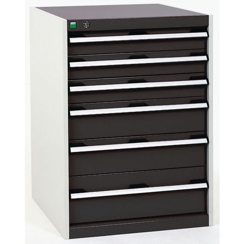 Szafki warsztatowe z szufladami Bott Cubio, 90 x 65 x 52,5-75 cm, 6 szuflad - Warsztatowa szafka z szufladami Bott Cubio, 90 x 65 x 65 cm, 6 szuflad, 