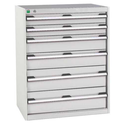Szafki warsztatowe z szufladami Bott Cubio, 100 x 80 x 52,5-75 cm, 6 szuflad - Warsztatowa szafka z szufladami Bott Cubio, 100 x 80 x 52,5 cm, 6 szufl