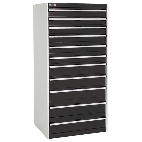 Warsztatowe szafki z szufladami Bott Cubio, 160 x 80 x 52,5-75 cm, 11 szuflad - Warsztatowa szafka z szufladami Bott Cubio, 160 x 80 x 65 cm, 11 szufl