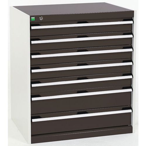 Szafki warsztatowe z szufladami Bott Cubio, 90 x 80 x 52,5-75 cm, 7 szuflad - Warsztatowa szafka z szufladami Bott Cubio, 90 x 80 x 65 cm, 7 szuflad, 