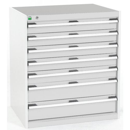 Szafki warsztatowe z szufladami Bott Cubio, 90 x 80 x 52,5-75 cm, 7 szuflad - Warsztatowa szafka z szufladami Bott Cubio, 90 x 80 x 65 cm, 7 szuflad, 