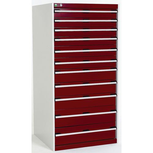 Warsztatowe szafki z szufladami Bott Cubio, 160 x 80 x 52,5-75 cm, 11 szuflad - Warsztatowa szafka z szufladami Bott Cubio, 160 x 80 x 75 cm, 11 szufl