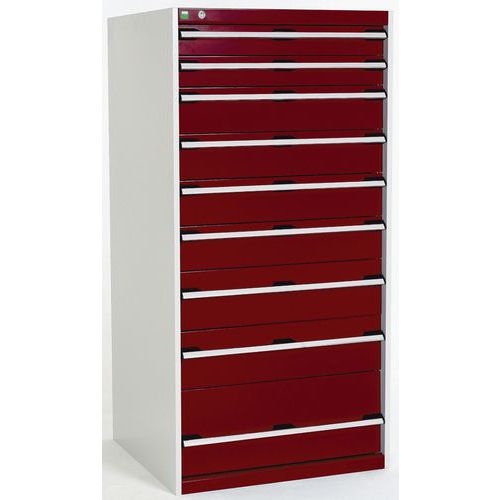Warsztatowe szafki z szufladami Bott Cubio, 160 x 80 x 52,5-75 cm, 9 szuflad - Warsztatowa szafka z szufladami Bott Cubio, 160 x 80 x 75 cm, 9 szuflad