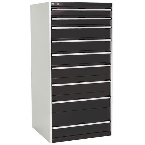 Warsztatowe szafki z szufladami Bott Cubio, 160 x 80 x 52,5-75 cm, 9 szuflad - Warsztatowa szafka z szufladami Bott Cubio, 160 x 80 x 75 cm, 9 szuflad