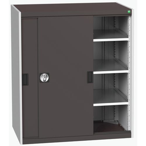 Szafy warsztatowe Bott Cubio z drzwiami przesuwnymi, wysokość 120 cm - Szafka warsztatowa z drzwiami przesuwnymi, 120 x 105 x 65 cm, 3 półki, szaro-an