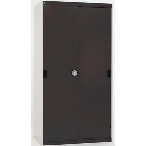 Szafy warsztatowe z drzwiami przesuwnymi Bott Cubio, wysokość 200 cm - Szafka warsztatowa z drzwiami przesuwnymi, 200 x 130 x 52,5 cm, 4 półki, szaro-