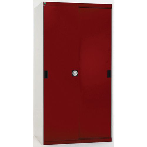 Szafy warsztatowe z drzwiami przesuwnymi Bott Cubio, wysokość 200 cm - Szafka warsztatowa z drzwiami przesuwnymi, 200 x 130 x 52,5 cm, 4 półki, szaro-