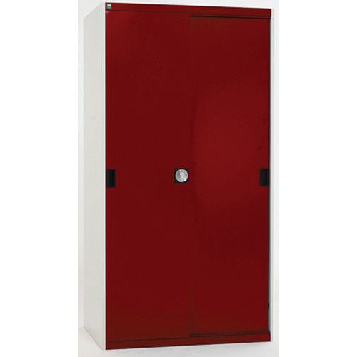 Szafy warsztatowe z drzwiami przesuwnymi Bott Cubio, wysokość 200 cm - Szafka warsztatowa z drzwiami przesuwnymi, 200 x 105 x 52,5 cm, 4 półki, szaro-