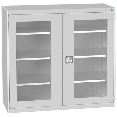 Szafy warsztatowe Bott Cubio z przezroczystymi drzwiami, wysokość 120 cm - Szafka warsztatowa z przezroczystymi drzwiami Bott Cubio, 120 x 130 x 52,5 