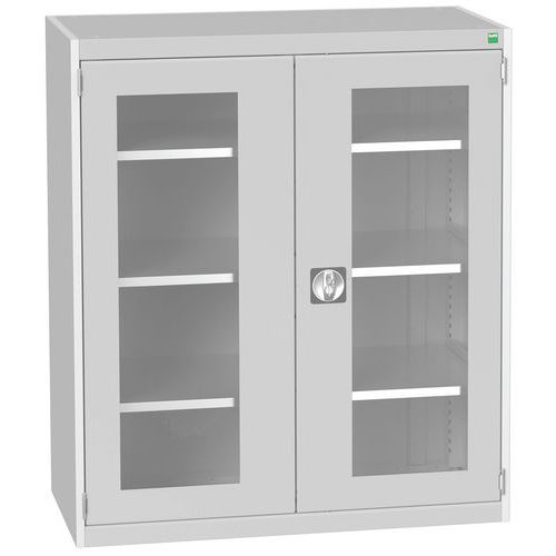 Szafy warsztatowe Bott Cubio z przezroczystymi drzwiami, wysokość 120 cm - Szafka warsztatowa z przezroczystymi drzwiami Bott Cubio, 120 x 105 x 52,5 
