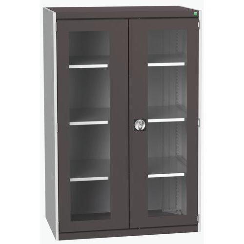 Szafy warsztatowe Bott Cubio z przezroczystymi drzwiami, wysokość 160 cm - Szafka warsztatowa z przezroczystymi drzwiami Bott Cubio, 160 x 105 x 65 cm