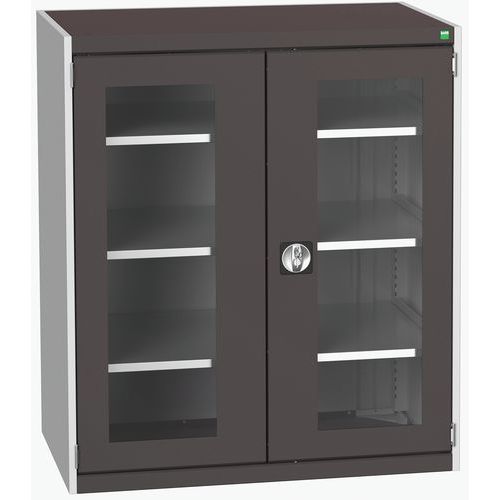 Szafy warsztatowe Bott Cubio z przezroczystymi drzwiami, wysokość 120 cm - Szafka warsztatowa z przezroczystymi drzwiami Bott Cubio, 120 x 105 x 65 cm