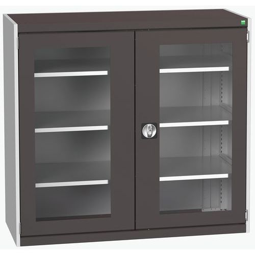 Szafy warsztatowe Bott Cubio z przezroczystymi drzwiami, wysokość 120 cm - Szafka warsztatowa z przezroczystymi drzwiami Bott Cubio, 120 x 130 x 52,5 