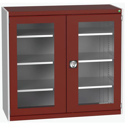 Szafy warsztatowe Bott Cubio z przezroczystymi drzwiami, wysokość 120 cm - Szafka warsztatowa z przezroczystymi drzwiami Bott Cubio, 120 x 130 x 52,5 