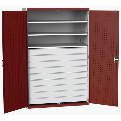 Szafki warsztatowe z szufladami Bott Cubio 160, wysokość 200 cm - Szafka warsztatowa z szufladami Bott Cubio 160, 200 x 130 x 65 cm, 3 półki, 9 szufla